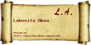 Lebovits Absa névjegykártya